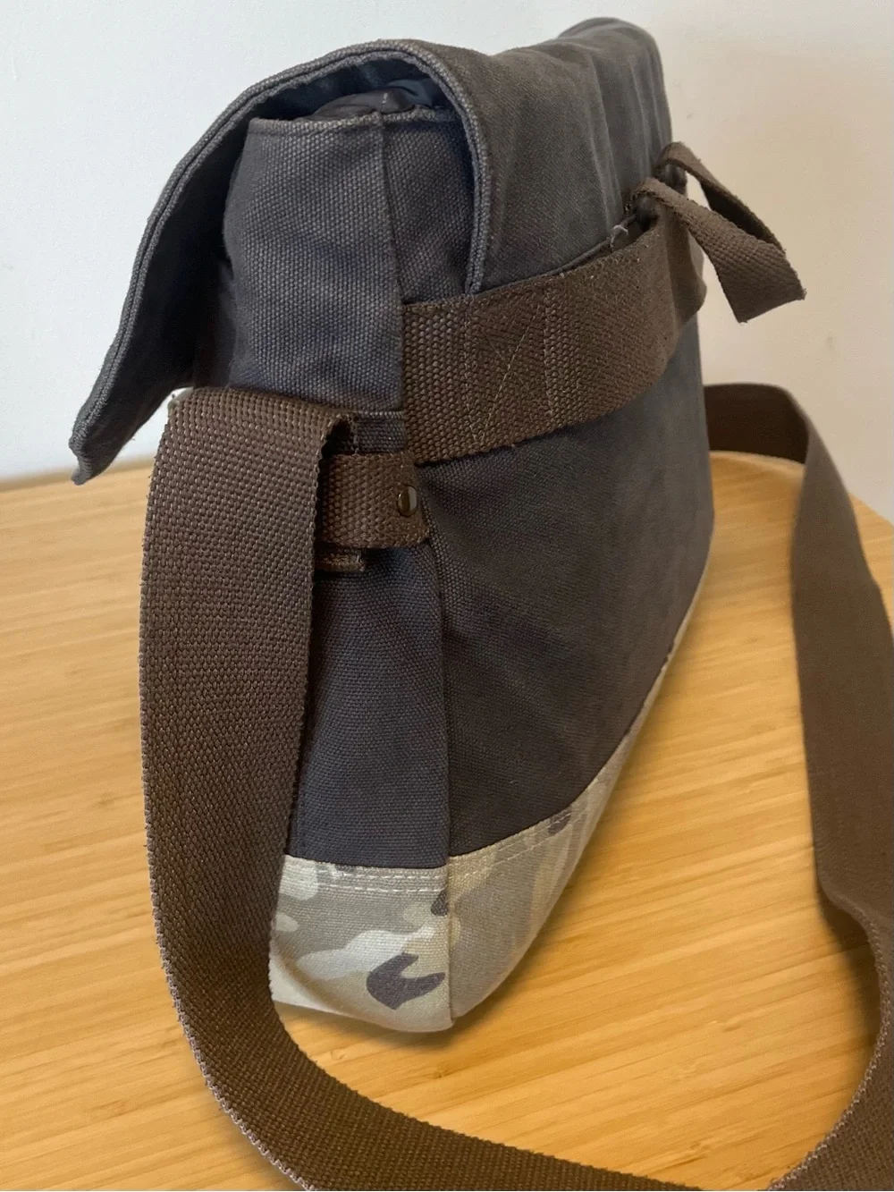 Levi's Blue-Gay Canvas Messenger Bag with Camo Trim